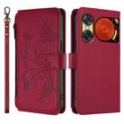 For ZTE Nubia Music 2 Butterfly Love Flower Multi-card Zipper Wallet Leather Phone Case(Wine Red) - 2