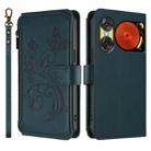 For ZTE Nubia Music 2 Butterfly Love Flower Multi-card Zipper Wallet Leather Phone Case(Dark Green) - 2