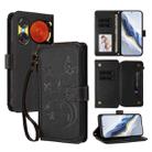 For ZTE Nubia Music 2 Butterfly Love Flower Multi-card Zipper Wallet Leather Phone Case(Black) - 1