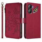 For ZTE Nubia Neo 3 Butterfly Love Flower Multi-card Zipper Wallet Leather Phone Case(Wine Red) - 2