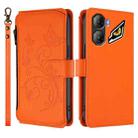For ZTE Nubia Neo 3 Butterfly Love Flower Multi-card Zipper Wallet Leather Phone Case(Orange) - 2