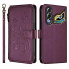 For ZTE Nubia Neo 3 GT Butterfly Love Flower Multi-card Zipper Wallet Leather Phone Case(Dark Purple) - 2