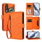 For ZTE Nubia Neo 3 GT Butterfly Love Flower Multi-card Zipper Wallet Leather Phone Case(Orange) - 1