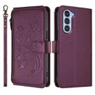For ZTE Nubia S 5G A403ZT Butterfly Love Flower Multi-card Zipper Wallet Leather Phone Case(Dark Purple) - 2