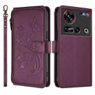 For ZTE Nubia Z70 Ultra Butterfly Love Flower Multi-card Zipper Wallet Leather Phone Case(Dark Purple) - 2