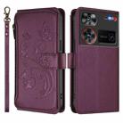 For ZTE Nubia Z60 Ultra Butterfly Love Flower Multi-card Zipper Wallet Leather Phone Case(Dark Purple) - 2