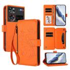 For ZTE Nubia Z60 Ultra Butterfly Love Flower Multi-card Zipper Wallet Leather Phone Case(Orange) - 1