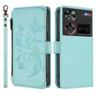 For ZTE Nubia Z60 Ultra Butterfly Love Flower Multi-card Zipper Wallet Leather Phone Case(Mint Green) - 2