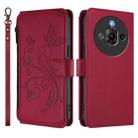For ZTE Nubia Focus Pro 5G Butterfly Love Flower Multi-card Zipper Wallet Leather Phone Case(Wine Red) - 2