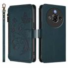 For ZTE Nubia Focus Pro 5G Butterfly Love Flower Multi-card Zipper Wallet Leather Phone Case(Dark Green) - 2
