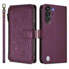 For ZTE Nubia RedMagic 10 Pro Butterfly Love Flower Multi-card Zipper Wallet Leather Phone Case(Dark Purple) - 2