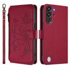 For ZTE Nubia RedMagic 10 Pro Butterfly Love Flower Multi-card Zipper Wallet Leather Phone Case(Wine Red) - 2