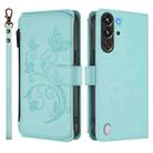 For ZTE Nubia RedMagic 10 Pro Butterfly Love Flower Multi-card Zipper Wallet Leather Phone Case(Mint Green) - 2