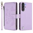 For ZTE Nubia RedMagic 10 Pro Butterfly Love Flower Multi-card Zipper Wallet Leather Phone Case(Light Purple) - 2
