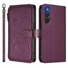 For ZTE Nubia RedMagic 10 Air Butterfly Love Flower Multi-card Zipper Wallet Leather Phone Case(Dark Purple) - 2