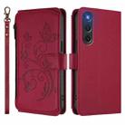 For ZTE Nubia RedMagic 10 Air Butterfly Love Flower Multi-card Zipper Wallet Leather Phone Case(Wine Red) - 2
