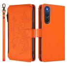 For ZTE Nubia RedMagic 10 Air Butterfly Love Flower Multi-card Zipper Wallet Leather Phone Case(Orange) - 2