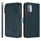 For Nokia G42 / G310 Butterfly Love Flower Multi-card Zipper Wallet Leather Phone Case(Dark Green) - 2