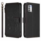 For Nokia G42 / G310 Butterfly Love Flower Multi-card Zipper Wallet Leather Phone Case(Black) - 2