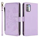 For Nokia G42 / G310 Butterfly Love Flower Multi-card Zipper Wallet Leather Phone Case(Light Purple) - 2
