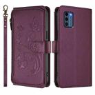 For Nokia C300 Butterfly Love Flower Multi-card Zipper Wallet Leather Phone Case(Dark Purple) - 2