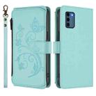 For Nokia C300 Butterfly Love Flower Multi-card Zipper Wallet Leather Phone Case(Mint Green) - 2