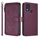 For Nokia C22 Butterfly Love Flower Multi-card Zipper Wallet Leather Phone Case(Dark Purple) - 2