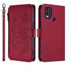 For Nokia C22 Butterfly Love Flower Multi-card Zipper Wallet Leather Phone Case(Wine Red) - 2