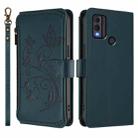 For Nokia C22 Butterfly Love Flower Multi-card Zipper Wallet Leather Phone Case(Dark Green) - 2