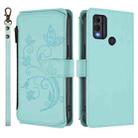 For Nokia C22 Butterfly Love Flower Multi-card Zipper Wallet Leather Phone Case(Mint Green) - 2
