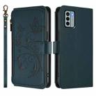 For Nokia G22 Butterfly Love Flower Multi-card Zipper Wallet Leather Phone Case(Dark Green) - 2