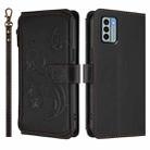 For Nokia G22 Butterfly Love Flower Multi-card Zipper Wallet Leather Phone Case(Black) - 2
