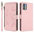 For Nokia G22 Butterfly Love Flower Multi-card Zipper Wallet Leather Phone Case(Pink) - 2