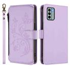 For Nokia G22 Butterfly Love Flower Multi-card Zipper Wallet Leather Phone Case(Light Purple) - 2