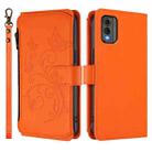 For Nokia C32 Butterfly Love Flower Multi-card Zipper Wallet Leather Phone Case(Orange) - 2