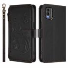 For Nokia C32 Butterfly Love Flower Multi-card Zipper Wallet Leather Phone Case(Black) - 2