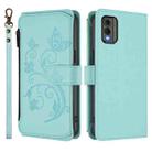 For Nokia C32 Butterfly Love Flower Multi-card Zipper Wallet Leather Phone Case(Mint Green) - 2