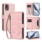 For Nokia C32 Butterfly Love Flower Multi-card Zipper Wallet Leather Phone Case(Pink) - 1