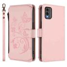 For Nokia C32 Butterfly Love Flower Multi-card Zipper Wallet Leather Phone Case(Pink) - 2