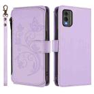 For Nokia C32 Butterfly Love Flower Multi-card Zipper Wallet Leather Phone Case(Light Purple) - 2