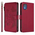 For Nokia C02 Butterfly Love Flower Multi-card Zipper Wallet Leather Phone Case(Wine Red) - 2