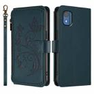 For Nokia C02 Butterfly Love Flower Multi-card Zipper Wallet Leather Phone Case(Dark Green) - 2