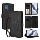 For Nokia C02 Butterfly Love Flower Multi-card Zipper Wallet Leather Phone Case(Black) - 1