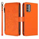 For Nokia G400 Butterfly Love Flower Multi-card Zipper Wallet Leather Phone Case(Orange) - 2