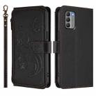 For Nokia G400 Butterfly Love Flower Multi-card Zipper Wallet Leather Phone Case(Black) - 2