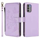For Nokia G400 Butterfly Love Flower Multi-card Zipper Wallet Leather Phone Case(Light Purple) - 2