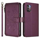 For Nokia G11 4G / G21 4G Butterfly Love Flower Multi-card Zipper Wallet Leather Phone Case(Dark Purple) - 2