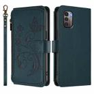 For Nokia G11 4G / G21 4G Butterfly Love Flower Multi-card Zipper Wallet Leather Phone Case(Dark Green) - 2