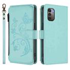 For Nokia G11 4G / G21 4G Butterfly Love Flower Multi-card Zipper Wallet Leather Phone Case(Mint Green) - 2