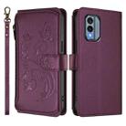 For Nokia X30 5G Butterfly Love Flower Multi-card Zipper Wallet Leather Phone Case(Dark Purple) - 2